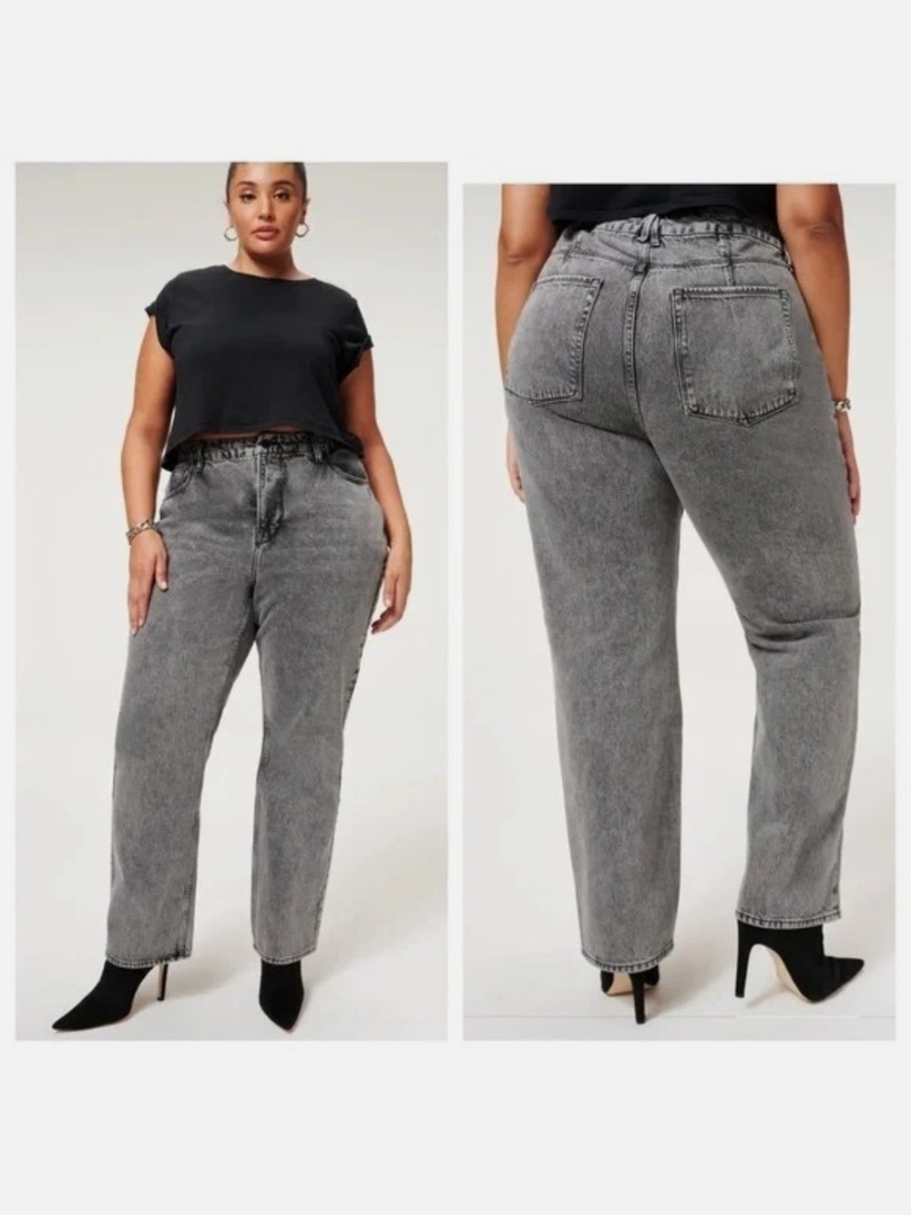 Good American Good Icon Loose Fit Straight Leg
Jeans Black size 28
